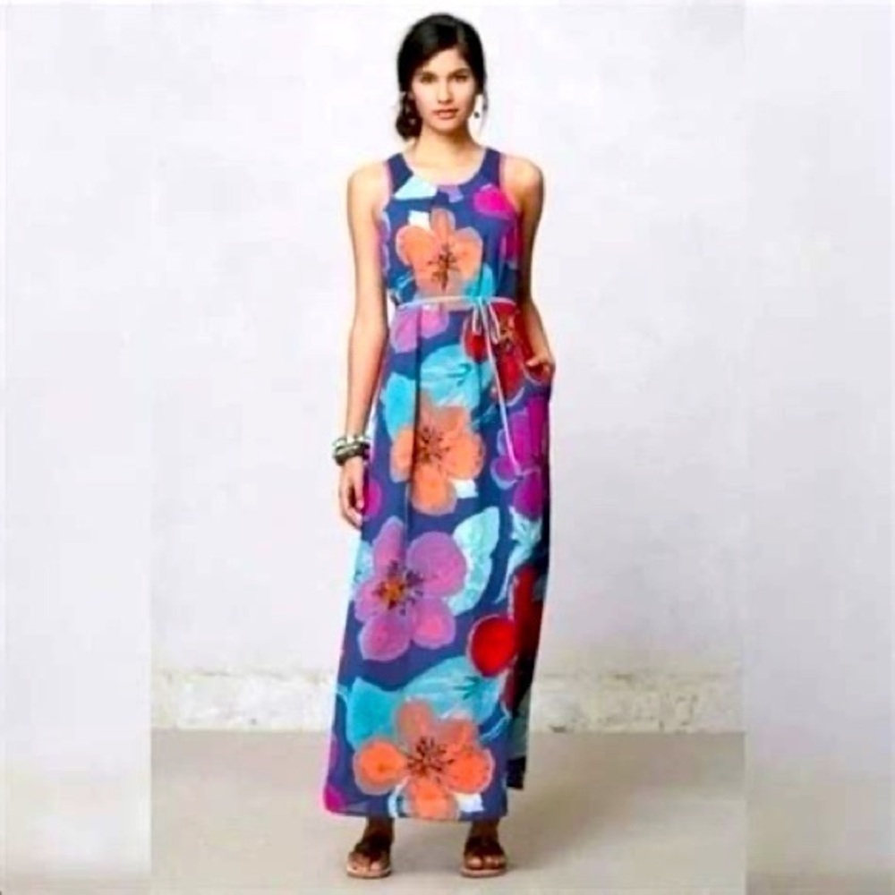 Maeve Anthropologie Bold Pakpao Floral Maxi Dress Size 2 Vacay Wedding Guest